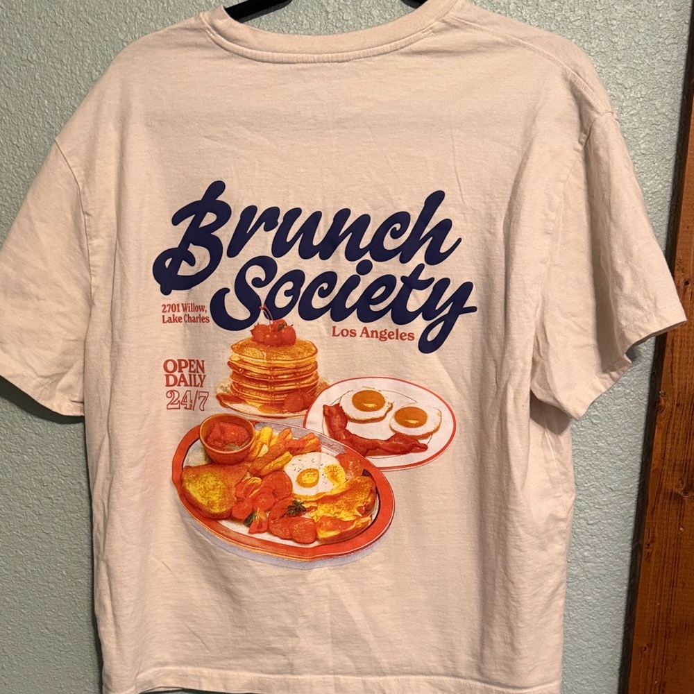 wild fable Brunch Society Graphic Tee - Light Pink & Navy